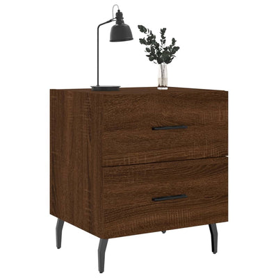 Yöpöydät 2 kpl ruskea tammi 40x35x47,5 cm tekninen puu
