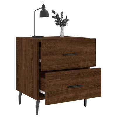 Yöpöydät 2 kpl ruskea tammi 40x35x47,5 cm tekninen puu