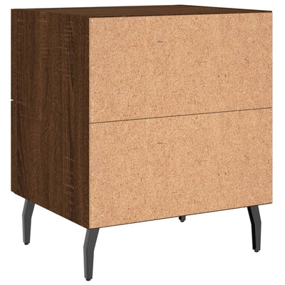 Yöpöydät 2 kpl ruskea tammi 40x35x47,5 cm tekninen puu