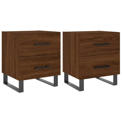 Yöpöydät 2 kpl ruskea tammi 40x35x47,5 cm tekninen puu