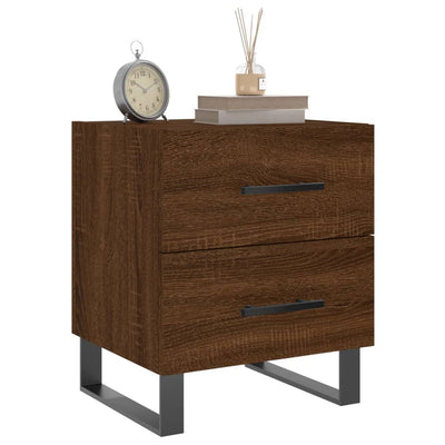 Yöpöydät 2 kpl ruskea tammi 40x35x47,5 cm tekninen puu