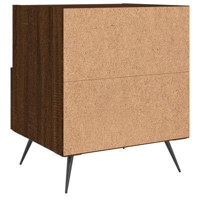 Yöpöydät 2 kpl ruskea tammi 40x35x47,5 cm tekninen puu