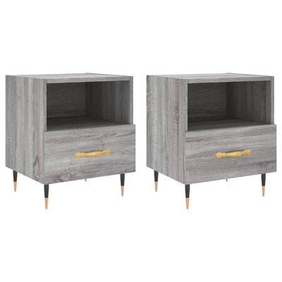 Yöpöydät 2 kpl harmaa Sonoma 40x35x47,5 cm tekninen puu