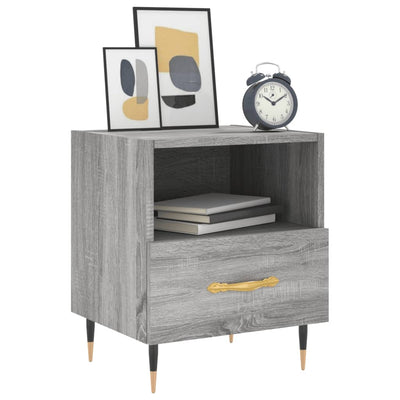 Yöpöydät 2 kpl harmaa Sonoma 40x35x47,5 cm tekninen puu