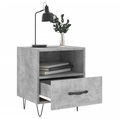 Yöpöydät 2 kpl betoninharmaa 40x35x47,5 cm tekninen puu