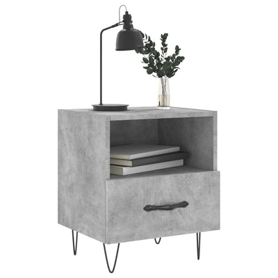 Yöpöydät 2 kpl betoninharmaa 40x35x47,5 cm tekninen puu