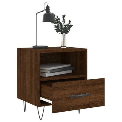 Yöpöydät 2 kpl ruskea tammi 40x35x47,5 cm tekninen puu