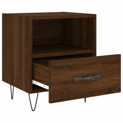 Yöpöydät 2 kpl ruskea tammi 40x35x47,5 cm tekninen puu
