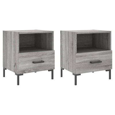 Yöpöydät 2 kpl harmaa Sonoma 40x35x47,5 cm tekninen puu