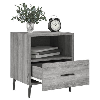 Yöpöydät 2 kpl harmaa Sonoma 40x35x47,5 cm tekninen puu