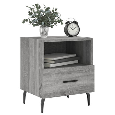 Yöpöydät 2 kpl harmaa Sonoma 40x35x47,5 cm tekninen puu