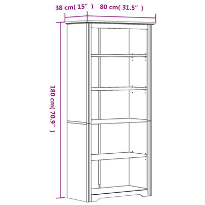 Kirjahylly BODO ruskea 80x38x180 cm täysi mänty 5-kerrosta