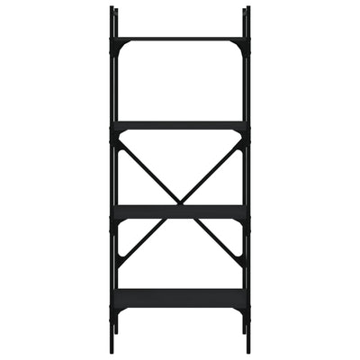 Musta kirjahylly Mazit 56x31,5x138,5cm (4 kerrosta, puinen)