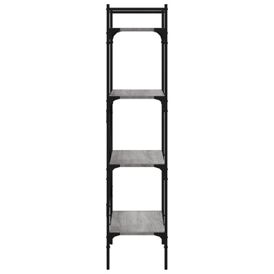 Harmaa kirjahylly Mazit 56x31,5x138,5cm (4 kerrosta, puinen)