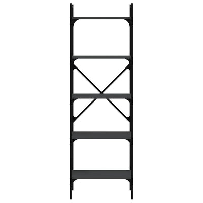 Musta kirjahylly Mazit 56x31,5x174cm (5 kerrosta, puinen)