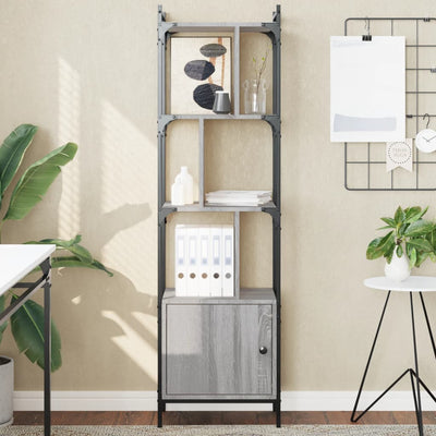 Harmaa kirjahylly ovella Bolast 44,5x30x154,5cm (puinen)