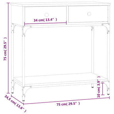 Konsolipöytä ruskea tammi 75x34,5x75 cm tekninen puu