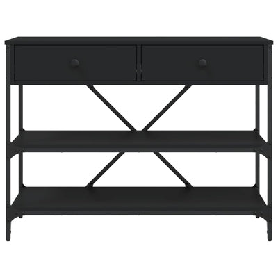 Musta konsolipöytä laatikoilla ja hyllyillä Geta (puinen)