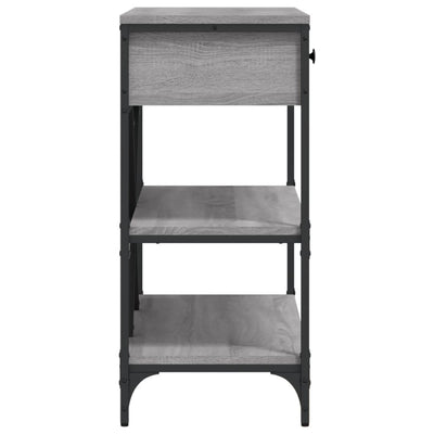 Harmaa konsolipöytä laatikoilla ja hyllyillä Geta (puinen)