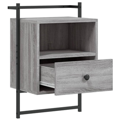 Yöpöydät seinälle 2 kpl harmaa Sonoma 40x30x61 cm tekninen puu
