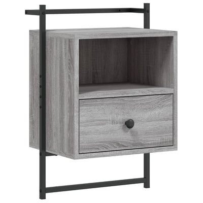 Yöpöydät seinälle 2 kpl harmaa Sonoma 40x30x61 cm tekninen puu
