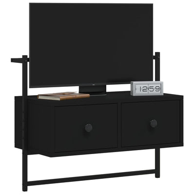 TV-kaappi seinälle musta 60,5x30x51 cm tekninen puu