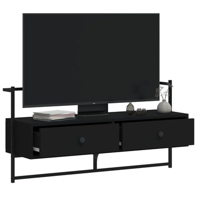 TV-kaappi seinälle musta 100,5x30x51 cm tekninen puu