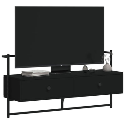 TV-kaappi seinälle musta 100,5x30x51 cm tekninen puu
