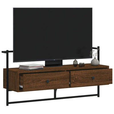 TV-kaappi seinälle ruskea tammi 100,5x30x51 cm tekninen puu
