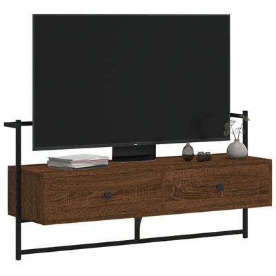 TV-kaappi seinälle ruskea tammi 100,5x30x51 cm tekninen puu