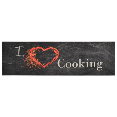 Keittiön pestävä matto Cooking musta 45x150 cm sametti