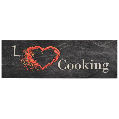 Keittiön pestävä lattiamatto Cooking musta 60x180 cm sametti