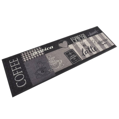 Keittiön pestävä lattiamatto Coffee musta 60x180 cm sametti