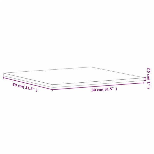 Pöytälevy 80x80x2,5 cm neliö täysi pyökki