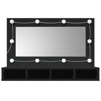 Peilikaappi LED-valoilla musta 90x31,5x62 cm