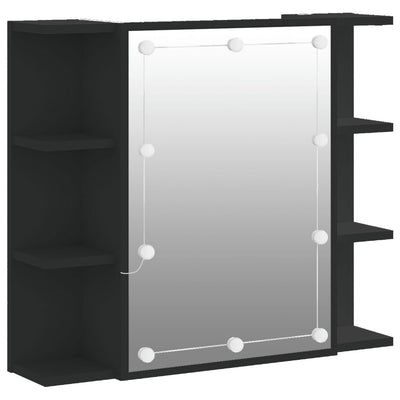 Peilikaappi LED-valoilla musta 70x16,5x60 cm