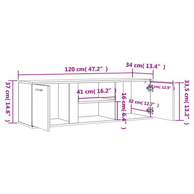 TV-taso ruskea tammi 120x34x37 cm tekninen puu