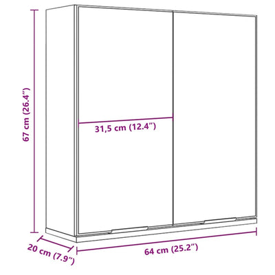 Kylpyhuoneen peilikaappi musta 64x20x67 cm tekninen puu