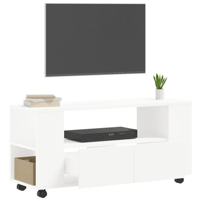 TV-taso valkoinen 102x34,5x43 cm tekninen puu