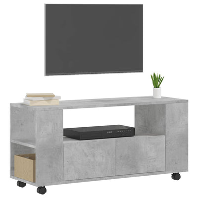 TV-taso betoninharmaa 102x34,5x43 cm tekninen puu