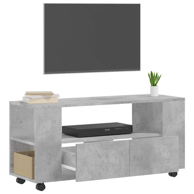 TV-taso betoninharmaa 102x34,5x43 cm tekninen puu
