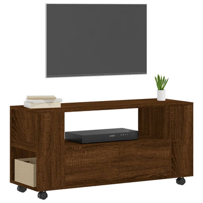 TV-taso ruskea tammi 102x34,5x43 cm tekninen puu
