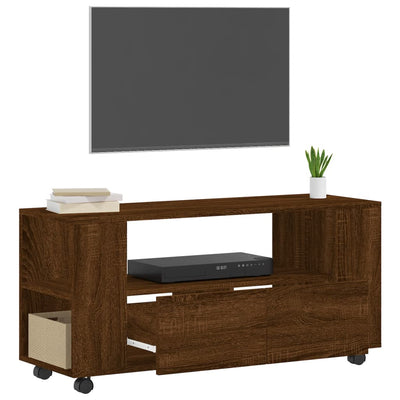 TV-taso ruskea tammi 102x34,5x43 cm tekninen puu