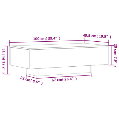 Sohvapöytä harmaa Sonoma 100x49,5x31 cm tekninen puu