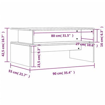 Sohvapöytä musta 90x55x42,5 cm tekninen puu