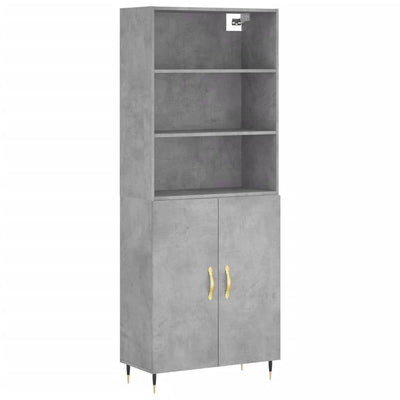 Kaappi betoninharmaa 69,5x34x180 cm tekninen puu
