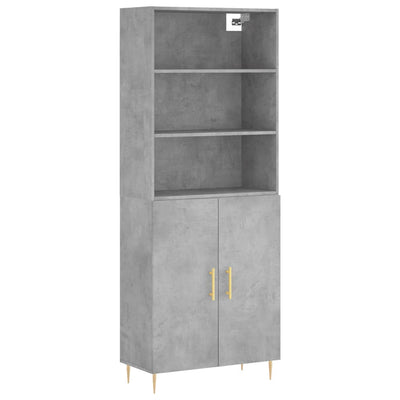 Kaappi betoninharmaa 69,5x34x180 cm tekninen puu