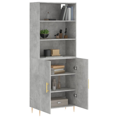 Kaappi betoninharmaa 69,5x34x180 cm tekninen puu