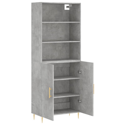 Kaappi betoninharmaa 69,5x34x180 cm tekninen puu