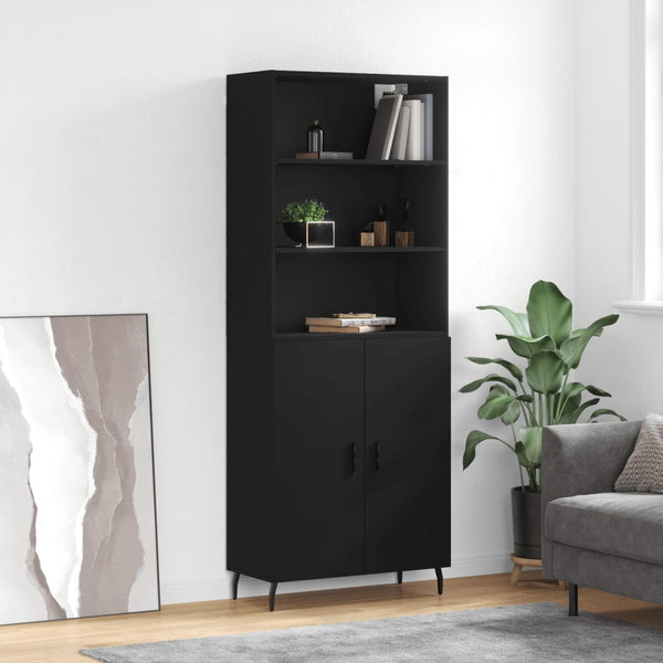 Kaappi musta 69,5x34x180 cm tekninen puu